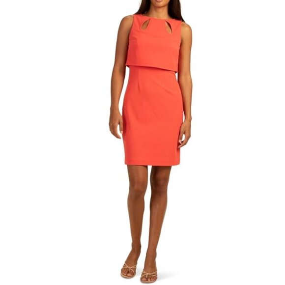Trina Turk 'Electric' Cut-Out Overlay Sleeveless Crepe Dress, Slushie - Picture 1 of 2